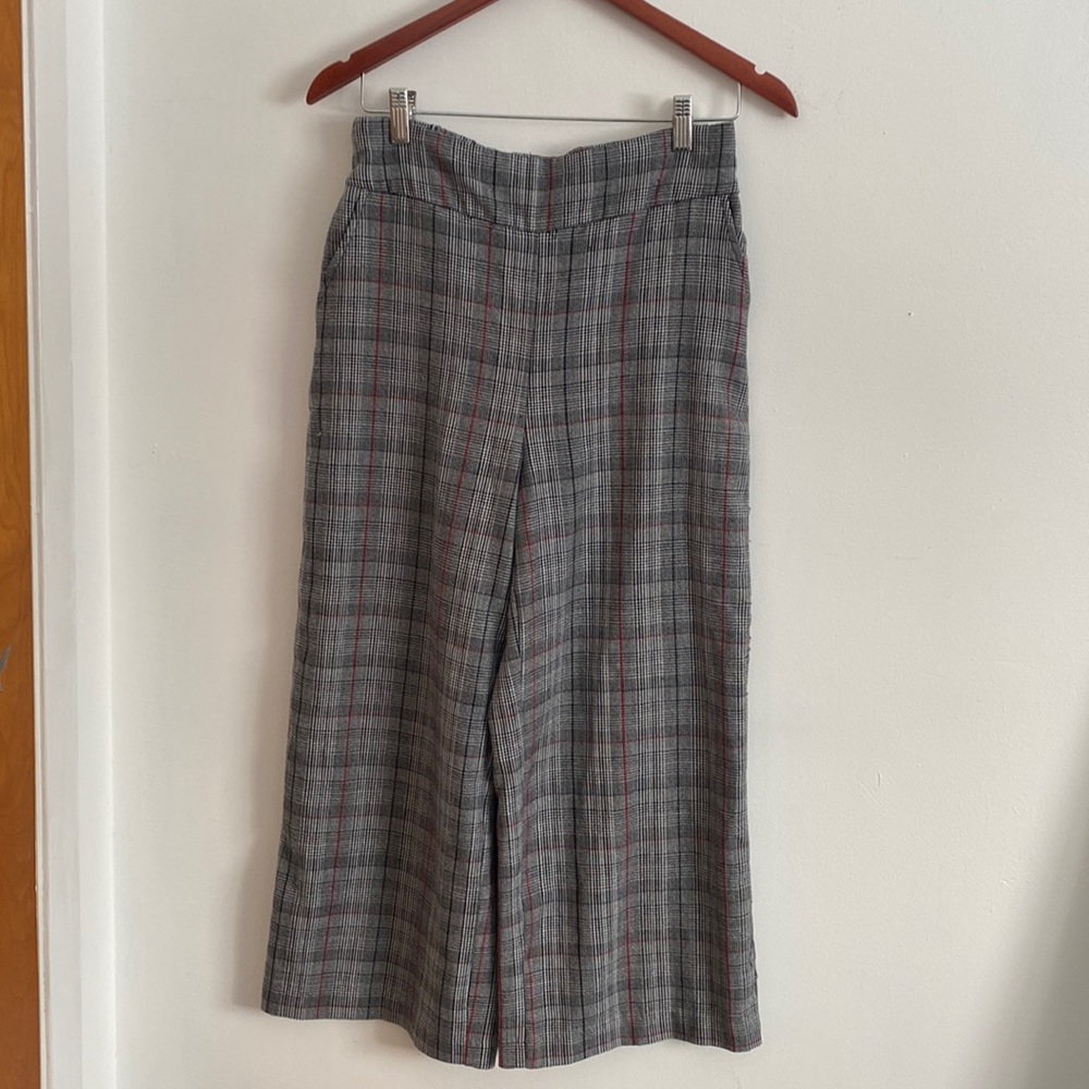 Wide leg plaid pants
